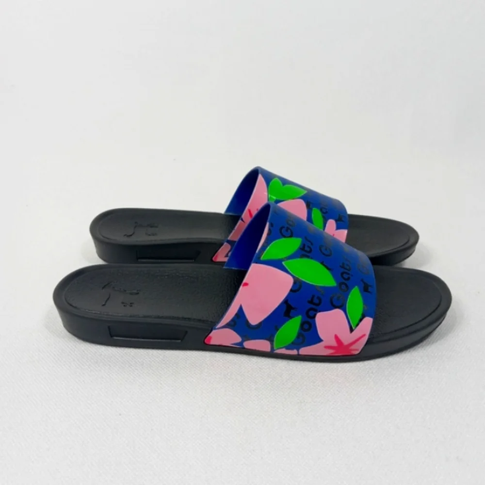 GOAT Colorful Kids Sandal Slides Blue Pink Green Floral Size 4